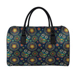 Bohemian Owl Pattern Print Leather Duffle Bag
