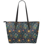 Bohemian Owl Pattern Print Leather Tote Bag
