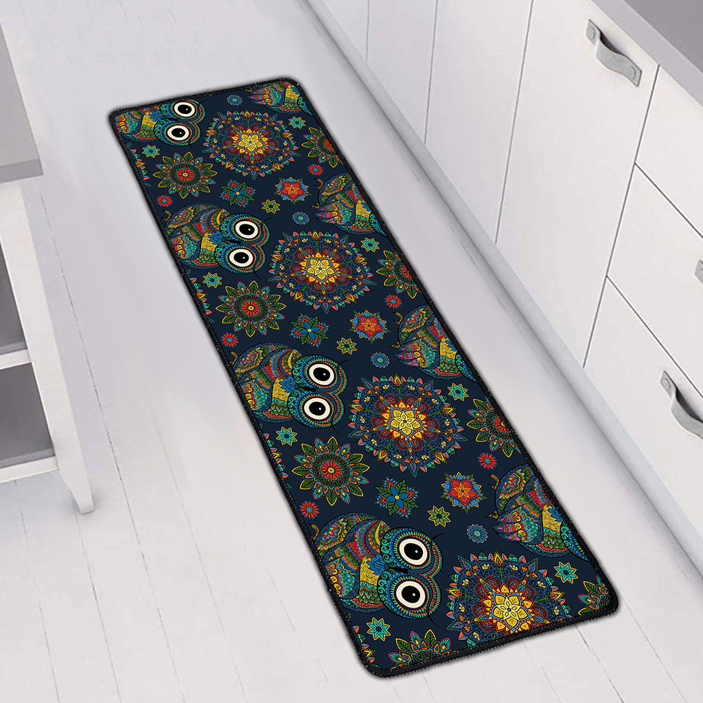 Bohemian Owl Pattern Print Long Kitchen Mat
