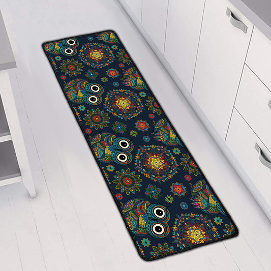 Bohemian Owl Pattern Print Long Kitchen Mat