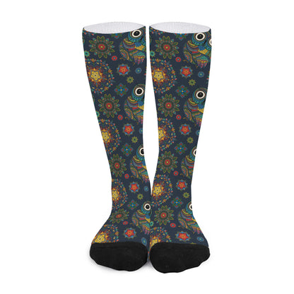 Bohemian Owl Pattern Print Long Socks