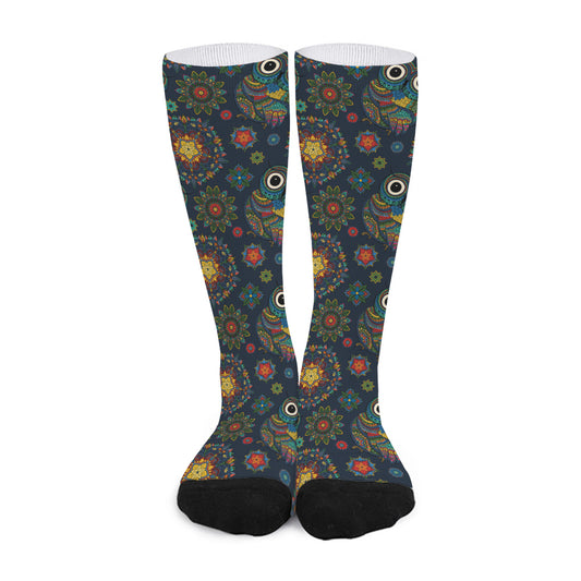 Bohemian Owl Pattern Print Long Socks