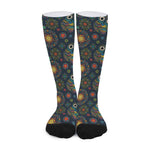 Bohemian Owl Pattern Print Long Socks