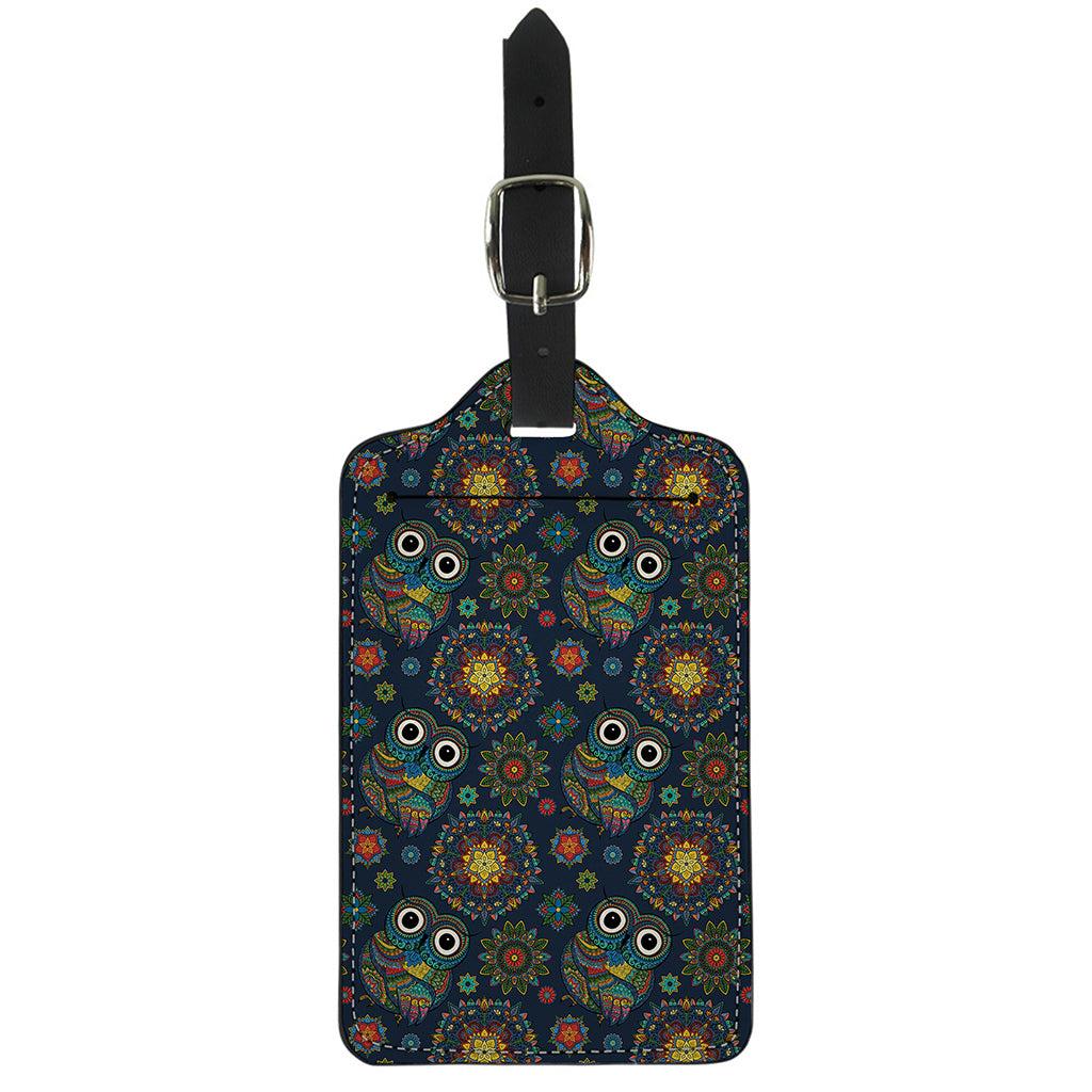 Bohemian Owl Pattern Print Luggage Tag
