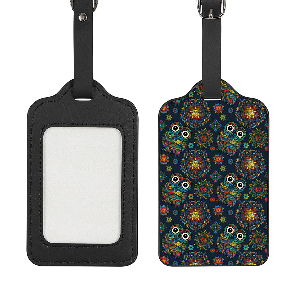 Bohemian Owl Pattern Print Luggage Tag