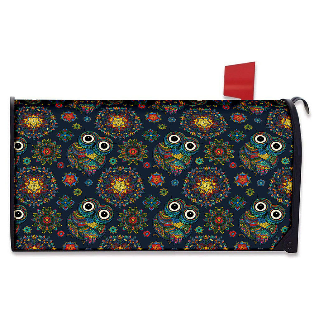 Bohemian Owl Pattern Print Mailbox Cover
