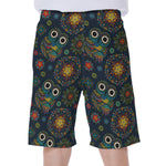 Bohemian Owl Pattern Print Men's Beach Shorts