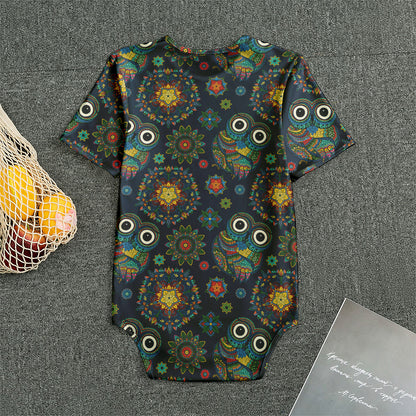 Bohemian Owl Pattern Print Men's Bodysuit