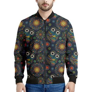 Bohemian Owl Pattern Print Men's Bomber Jacket