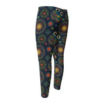Bohemian Owl Pattern Print Men's Compression Pants