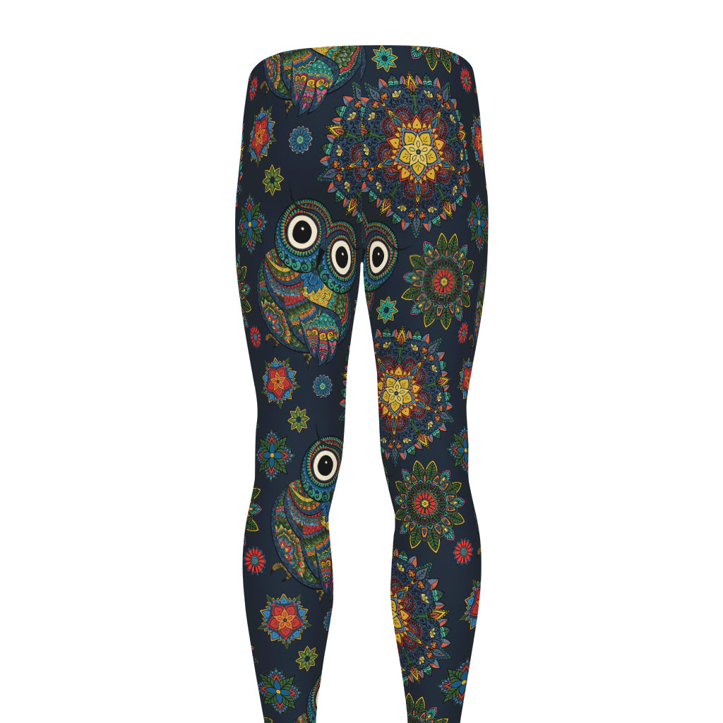 Bohemian Owl Pattern Print Men's leggings