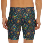 Bohemian Owl Pattern Print Men's Long Boxer Briefs