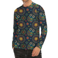 Bohemian Owl Pattern Print Men's Long Sleeve Rash Guard