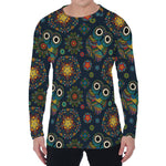 Bohemian Owl Pattern Print Men's Long Sleeve T-Shirt