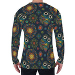 Bohemian Owl Pattern Print Men's Long Sleeve T-Shirt