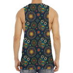 Bohemian Owl Pattern Print Men's Muscle Tank Top
