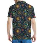 Bohemian Owl Pattern Print Men's Polo Shirt