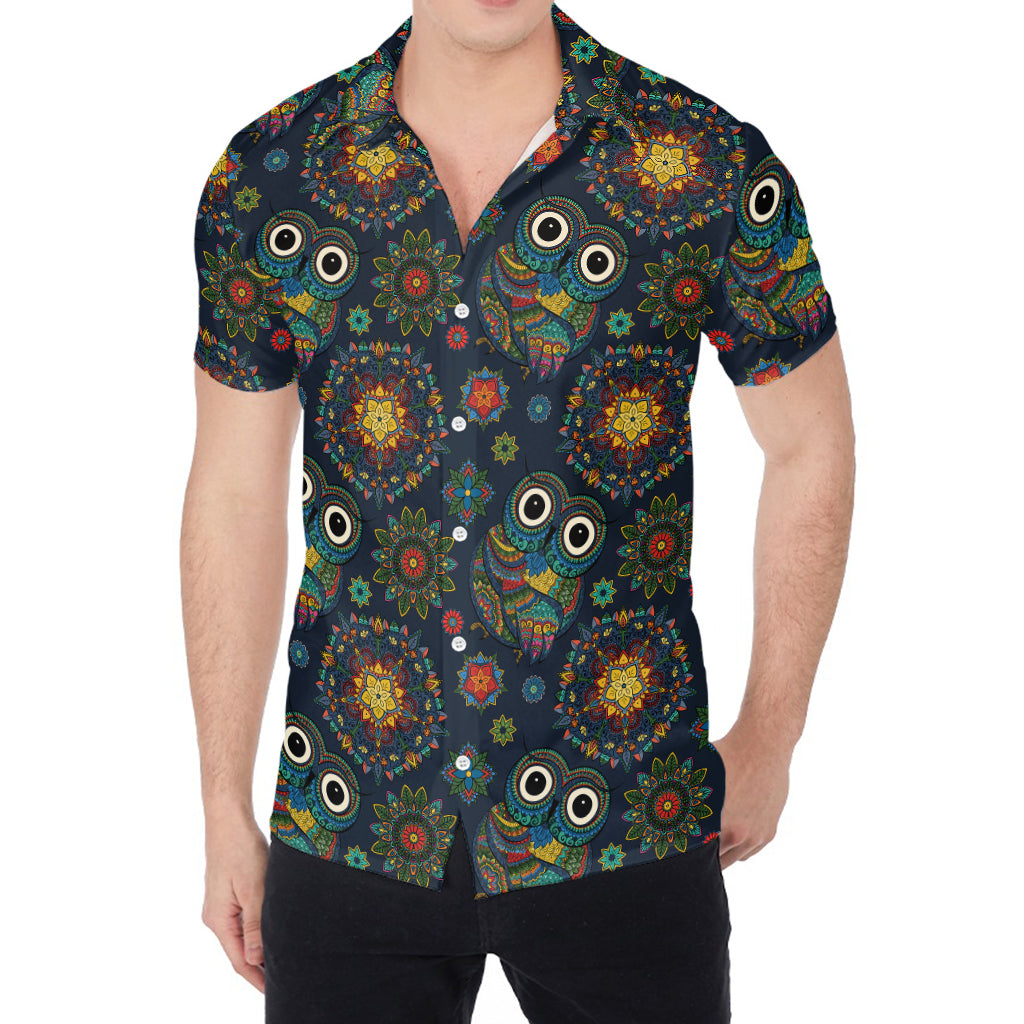 Bohemian Owl Pattern Print Men's Shirt