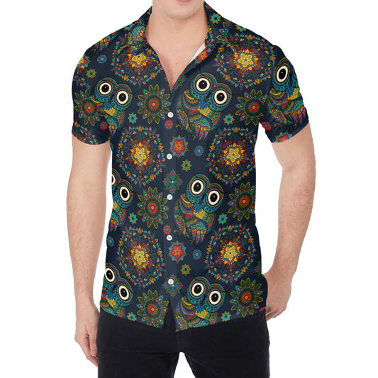 Bohemian Owl Pattern Print Men's Shirt