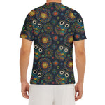Bohemian Owl Pattern Print Men's Short Sleeve Rash Guard