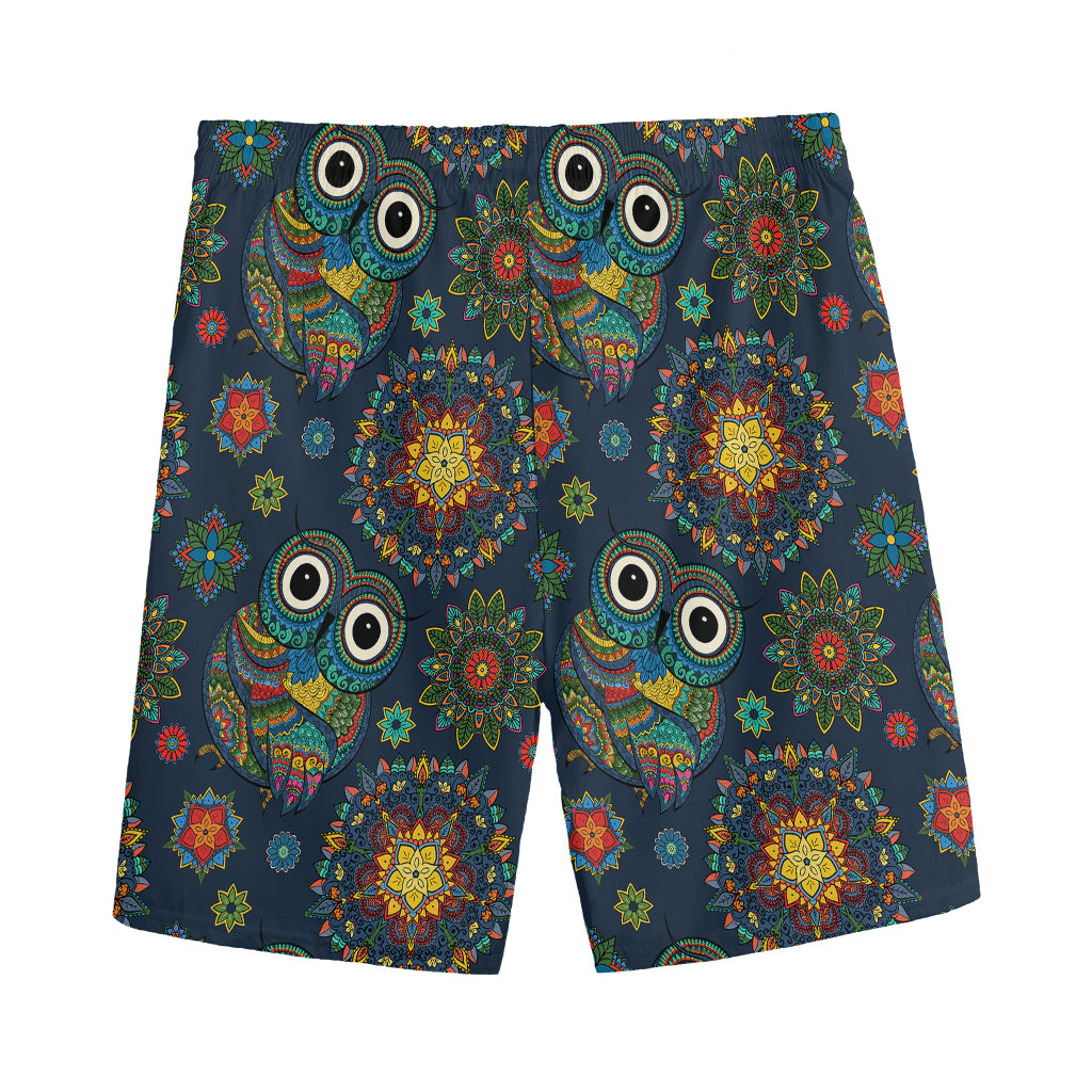 Bohemian Owl Pattern Print Men's Sports Shorts