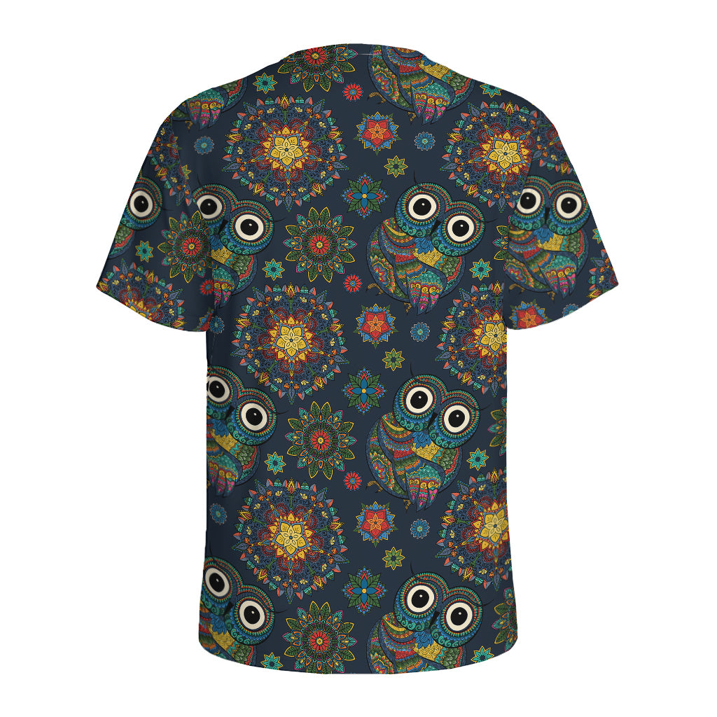 Bohemian Owl Pattern Print Men's Sports T-Shirt