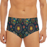 Bohemian Owl Pattern Print Men's Triangle Swim Briefs