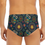 Bohemian Owl Pattern Print Men's Triangle Swim Briefs