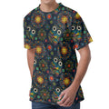 Bohemian Owl Pattern Print Men's Velvet T-Shirt