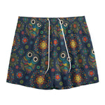 Bohemian Owl Pattern Print Mesh Shorts