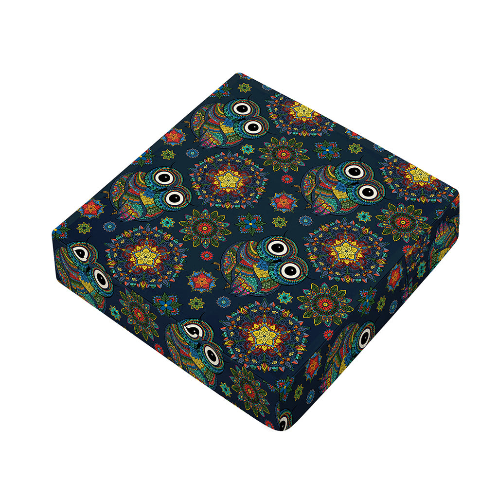 Bohemian Owl Pattern Print Outdoor Seat Cushion Cover
