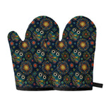 Bohemian Owl Pattern Print Oven Mitts