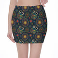 Bohemian Owl Pattern Print Pencil Mini Skirt
