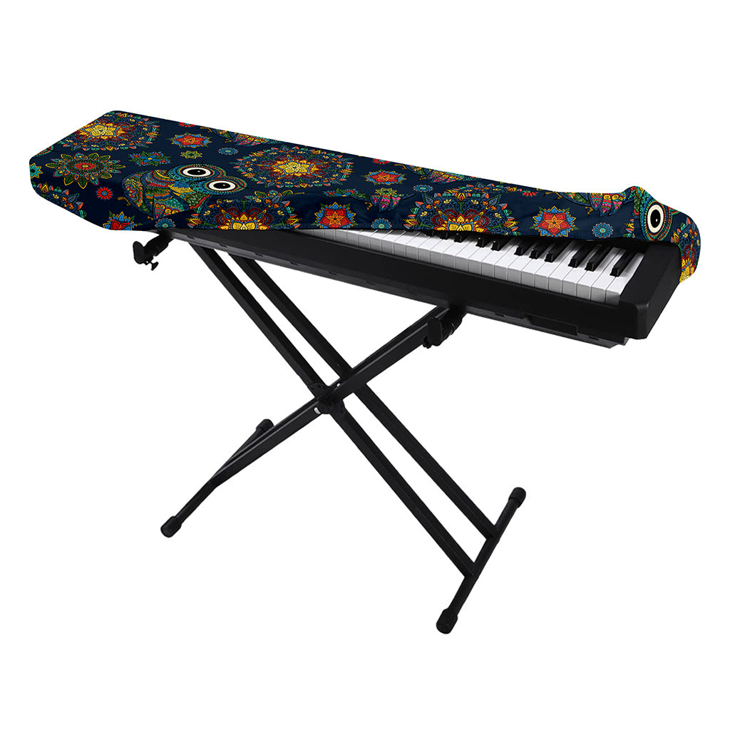Bohemian Owl Pattern Print Piano Keyboard Cover