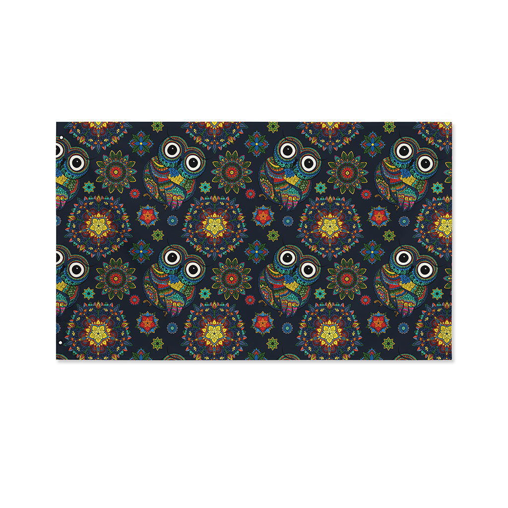Bohemian Owl Pattern Print Polyester Flag