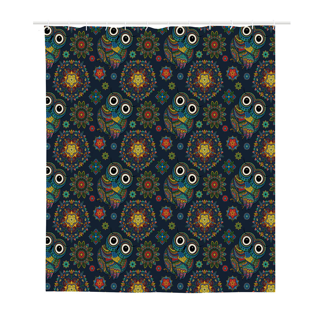 Bohemian Owl Pattern Print Polyester Shower Curtain