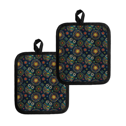 Bohemian Owl Pattern Print Pot Holders