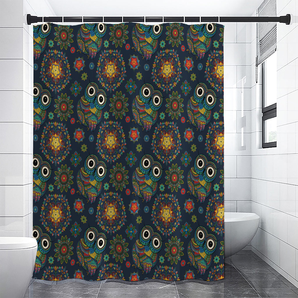Bohemian Owl Pattern Print Premium Shower Curtain