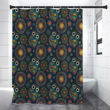 Bohemian Owl Pattern Print Premium Shower Curtain