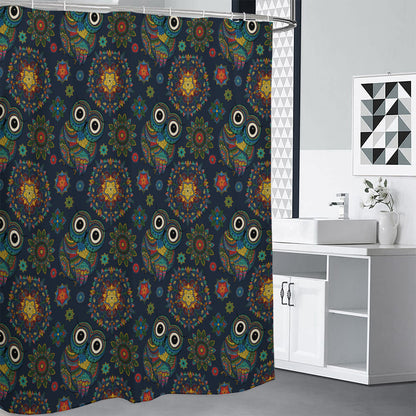 Bohemian Owl Pattern Print Premium Shower Curtain