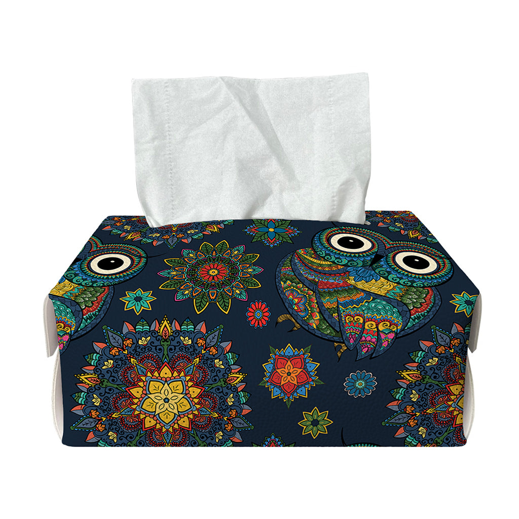 Bohemian Owl Pattern Print Rectangle Tissue Box Cover