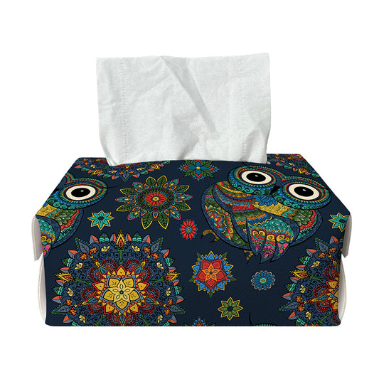 Bohemian Owl Pattern Print Rectangle Tissue Box Cover