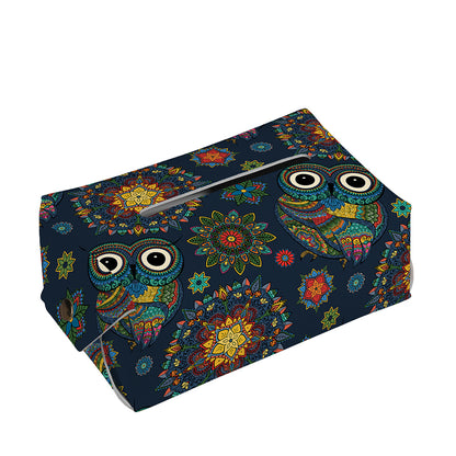 Bohemian Owl Pattern Print Rectangle Tissue Box Cover