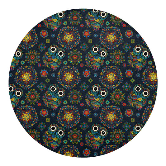 Bohemian Owl Pattern Print Round Blanket