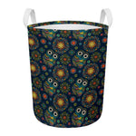 Bohemian Owl Pattern Print Round Laundry Basket