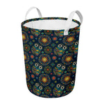 Bohemian Owl Pattern Print Round Laundry Basket