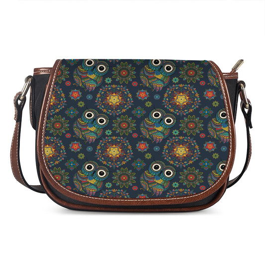 Bohemian Owl Pattern Print Saddle Bag