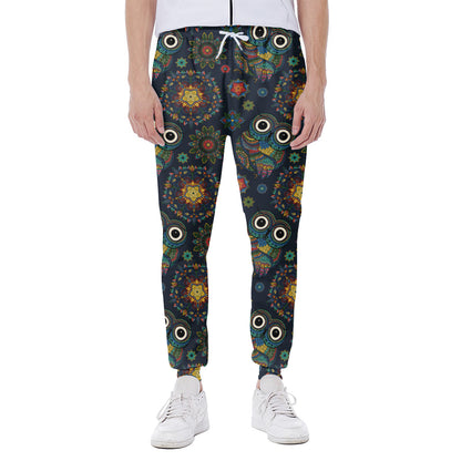 Bohemian Owl Pattern Print Scuba Joggers