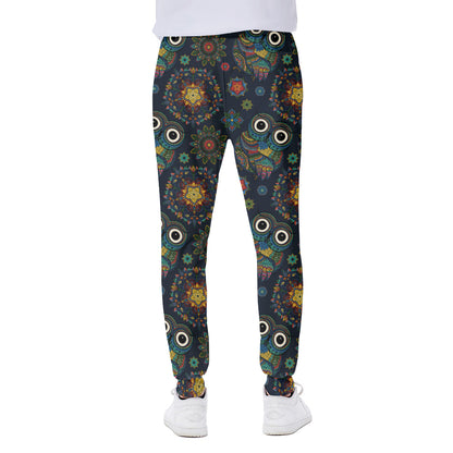 Bohemian Owl Pattern Print Scuba Joggers