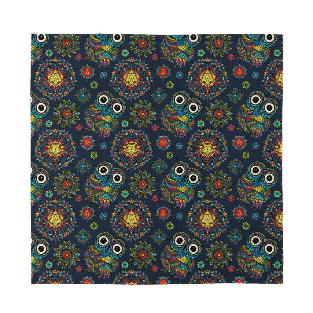 Bohemian Owl Pattern Print Silk Bandana